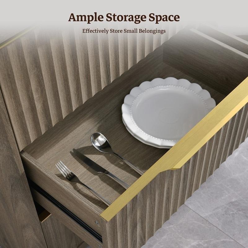 Gold Kulplu Yivli 6 Çekmeceli MDF Şifonyer - 136 cm - 310550