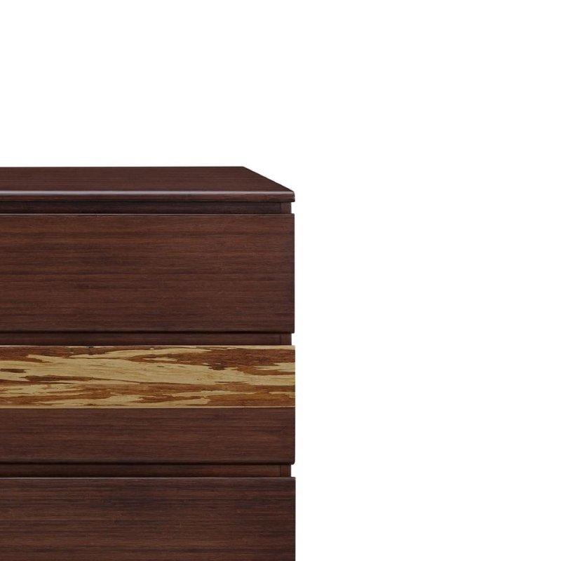 Gold Masif Bambu Bengal Şeritli 6 Çekmeceli Şifonyer - 163x49x92 cm - 305406