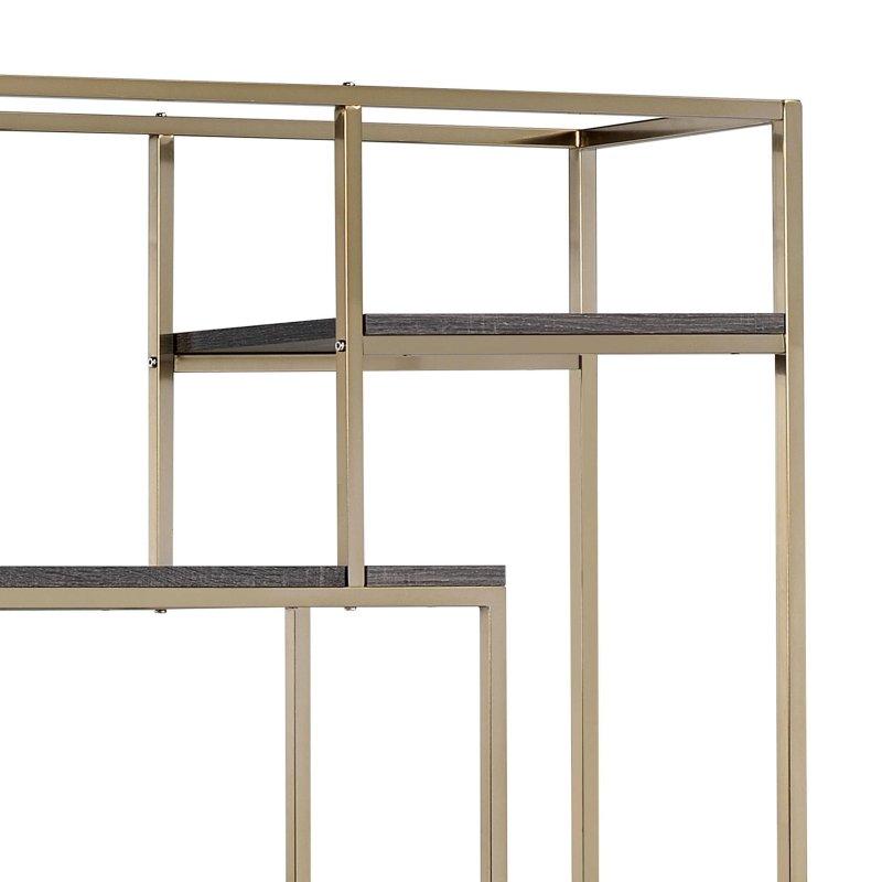 Gold Metal 6 Raflı Asimetrik Ahşap Kaplama Kitaplık - 97x179 cm - 319537