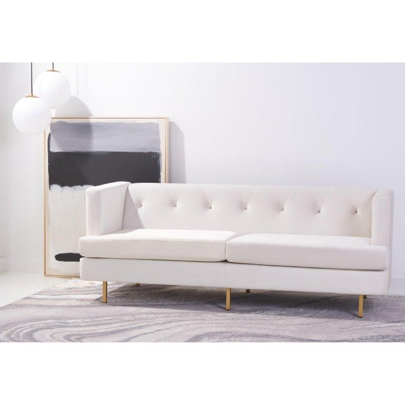 Gold Metal Ayaklı Kadife Döşemeli Kapitoneli 3 Kişilik Bohem Koltuk - 209 cm - 280374