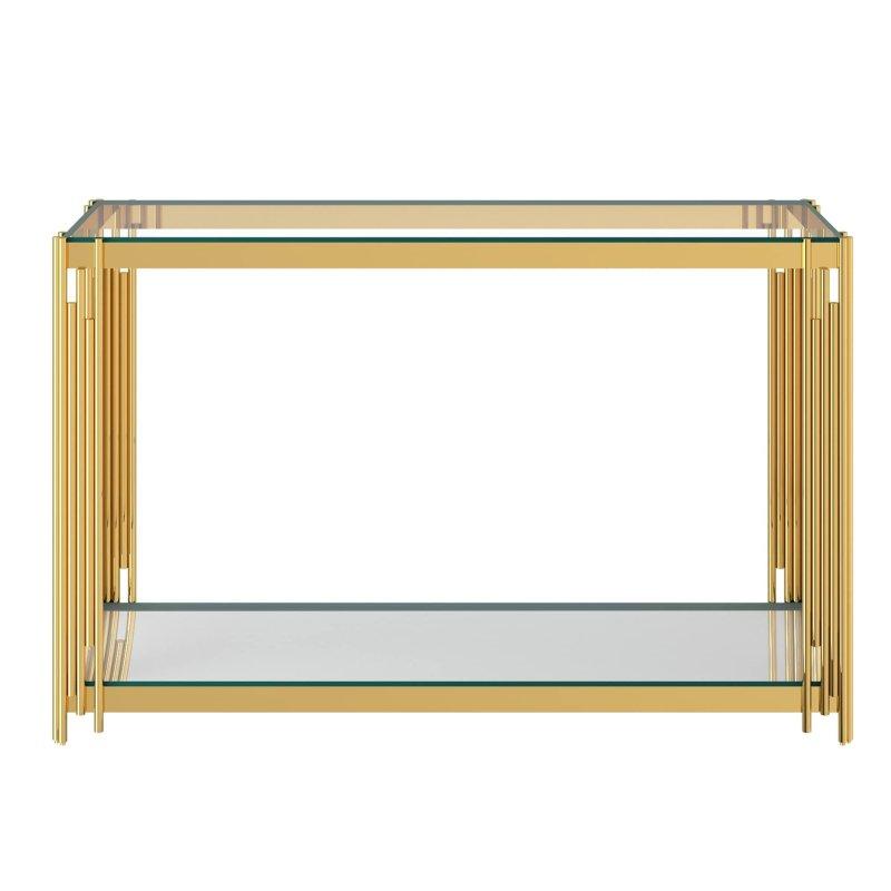Gold Metal Aynalı Raflı Cam Dresuar - 121x41x79 cm - 332868