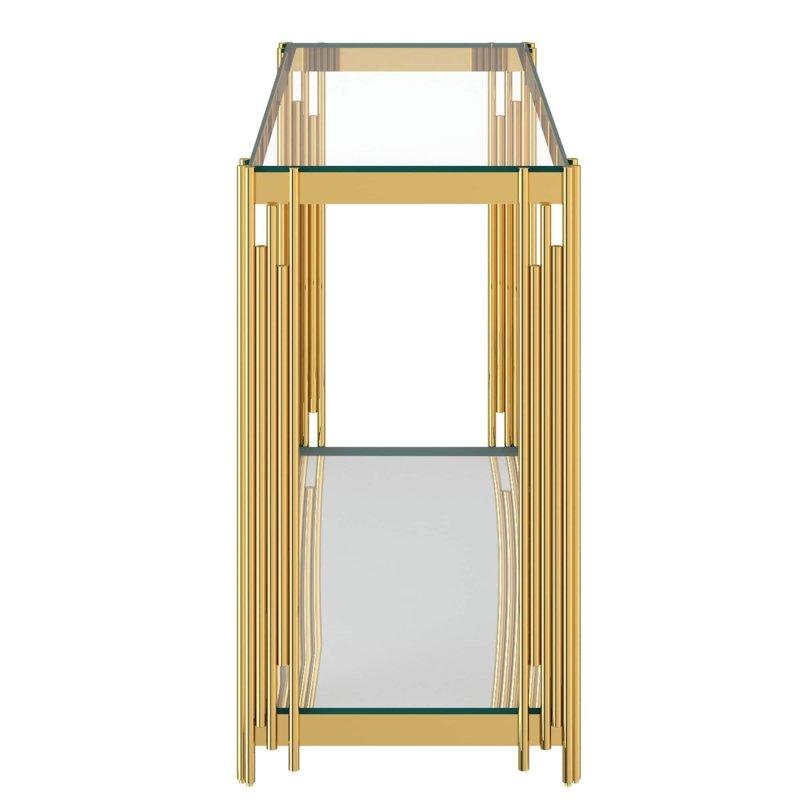 Gold Metal Aynalı Raflı Cam Dresuar - 121x41x79 cm - 332868