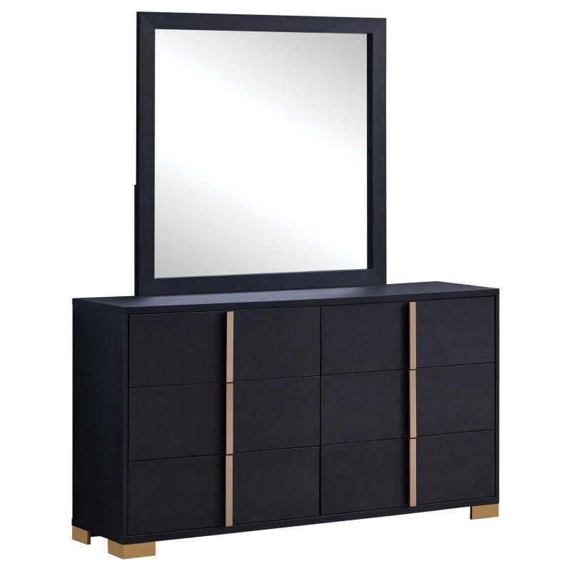Gold Metal Detaylı Ahşap 6 Çekmeceli Art Deco Şifonyer - 299019