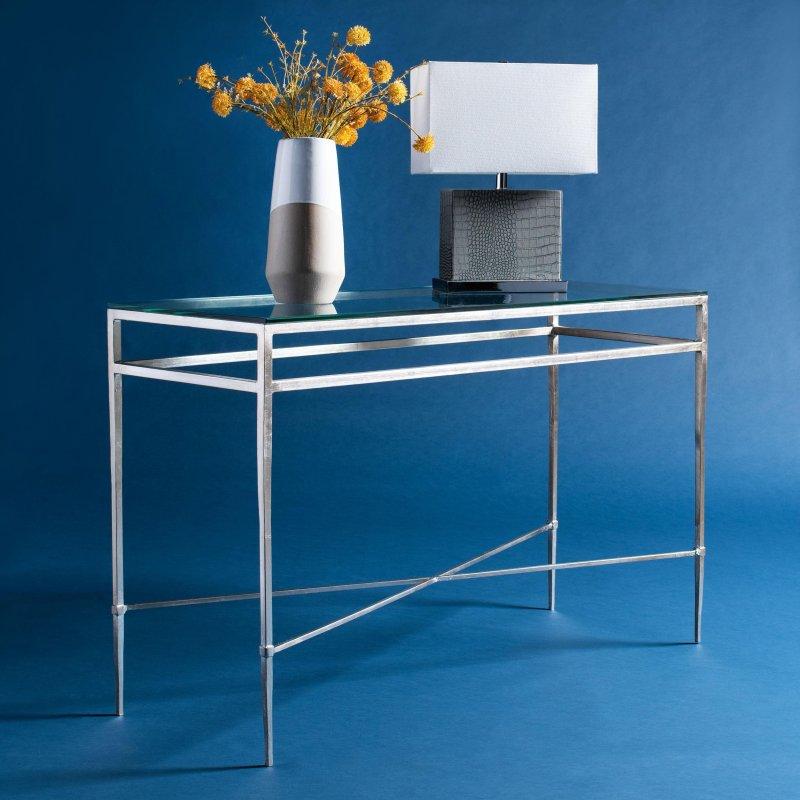 Gold Metal İskeletli Cam Tablalı Dikdörtgen Dresuar - 133x50x83 cm - 330917