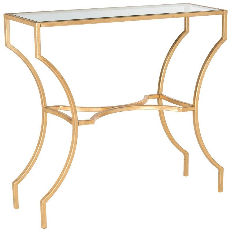 Gold Metal Kavisli Tasarım Temperli Cam Dresuar - 102x51x91 cm - 331124