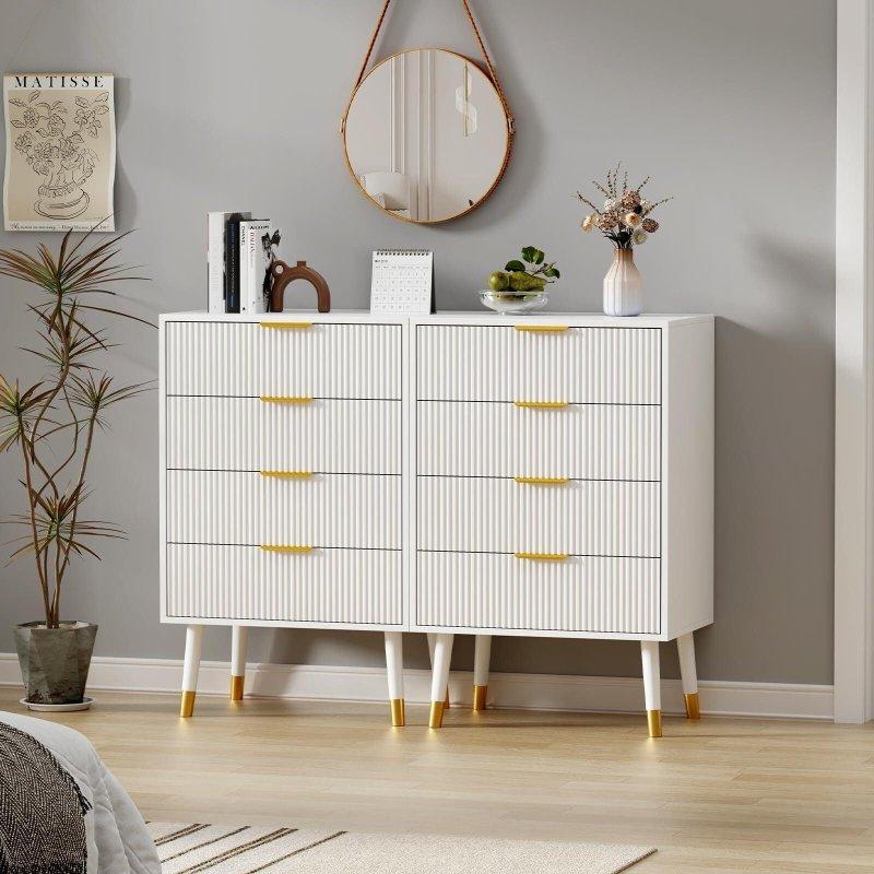 Gold Metal Kulplu Yivli 4 Çekmeceli MDF Şifonyer - 307356
