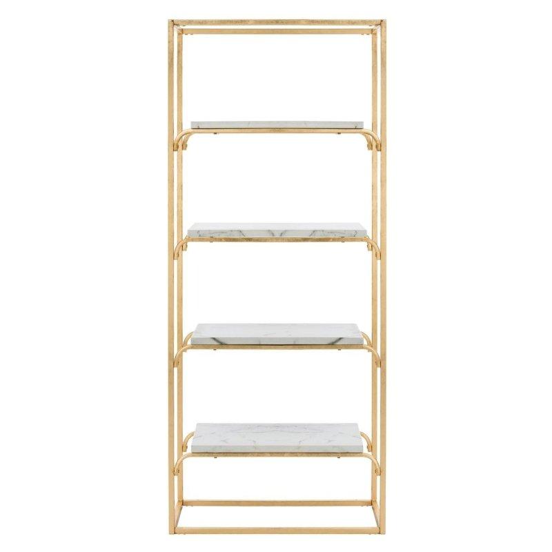 Gold Metal Mermer Görünümlü 4 Raflı Kitaplık - 77x36x183 cm - 315774