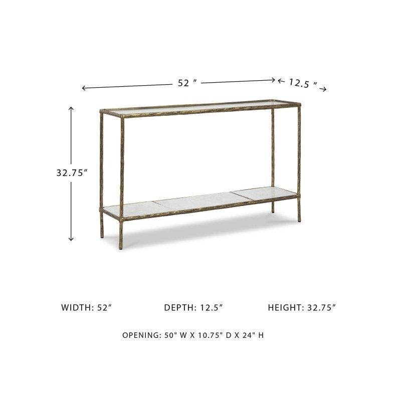 Gold Metal Mermer ve Cam Raflı Dikdörtgen Dresuar - 133x31x82 cm - 331338