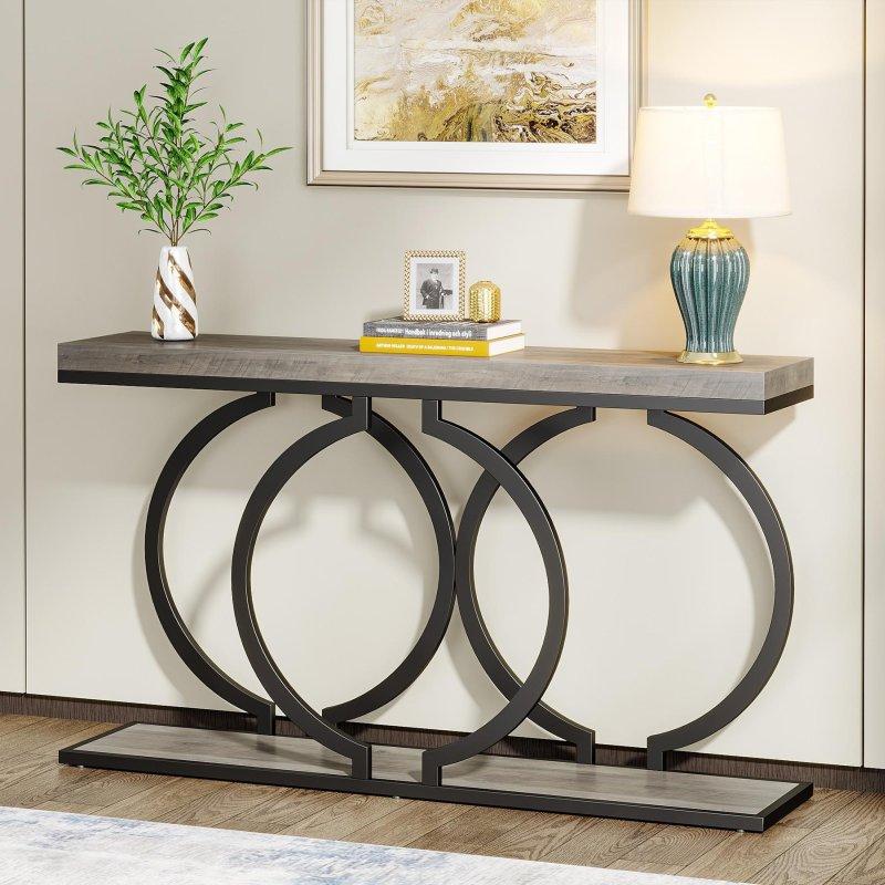Gold Metal O-Şekilli Ayaklı Gri Mermer Desenli MDF Dresuar - 140 cm - 330769