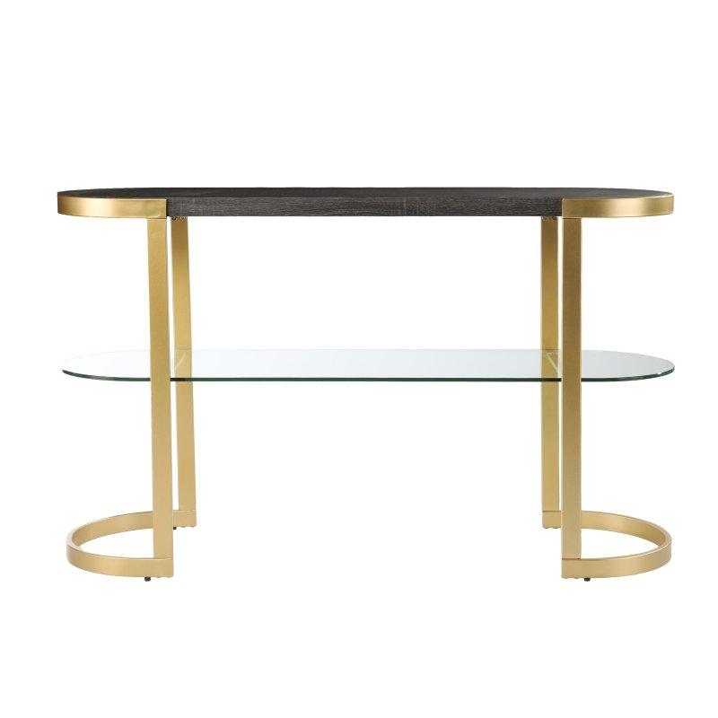 Gold Metal Oval Cam Raflı Abanoz MDF Dresuar - 125 cm - 332389