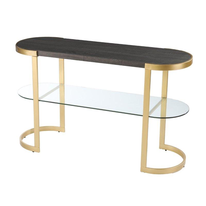 Gold Metal Oval Cam Raflı Abanoz MDF Dresuar - 125 cm - 332389