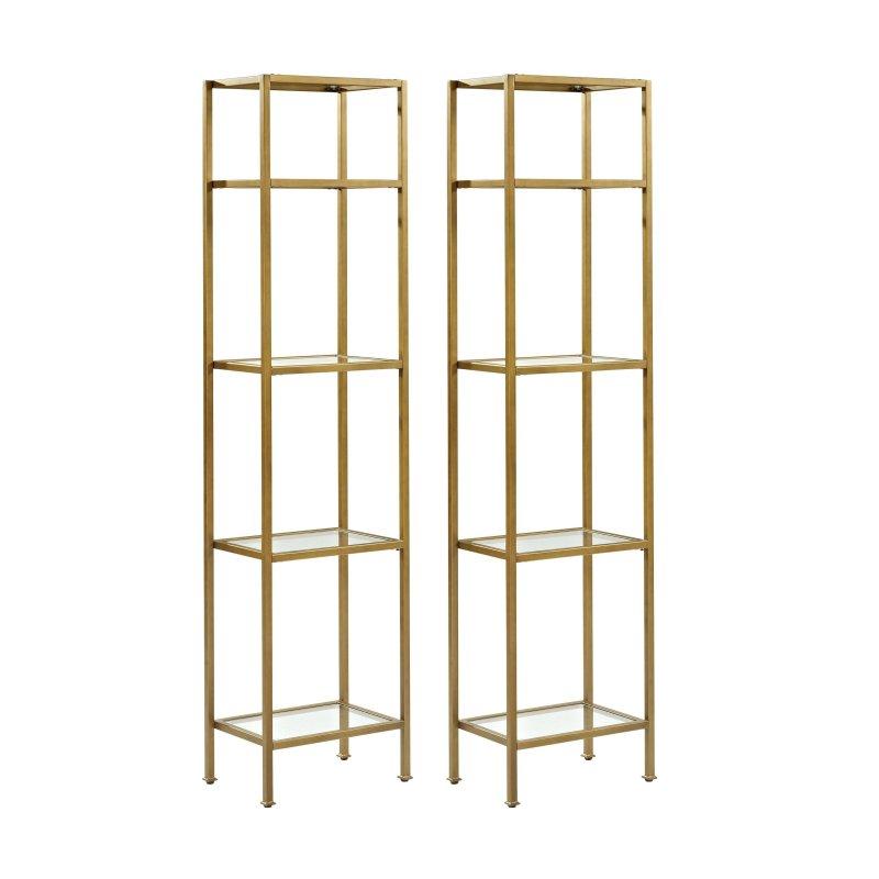 Gold Metal Temperli Cam Raflı 2li Set Kitaplık - 186 cm - 319286
