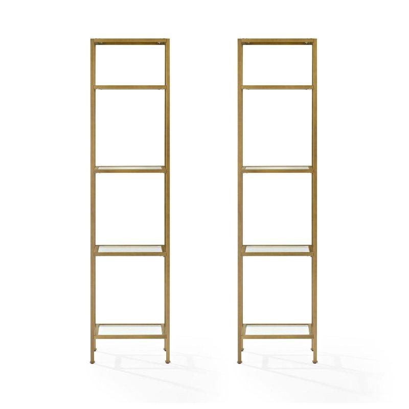 Gold Metal Temperli Cam Raflı 2li Set Kitaplık - 186 cm - 319286