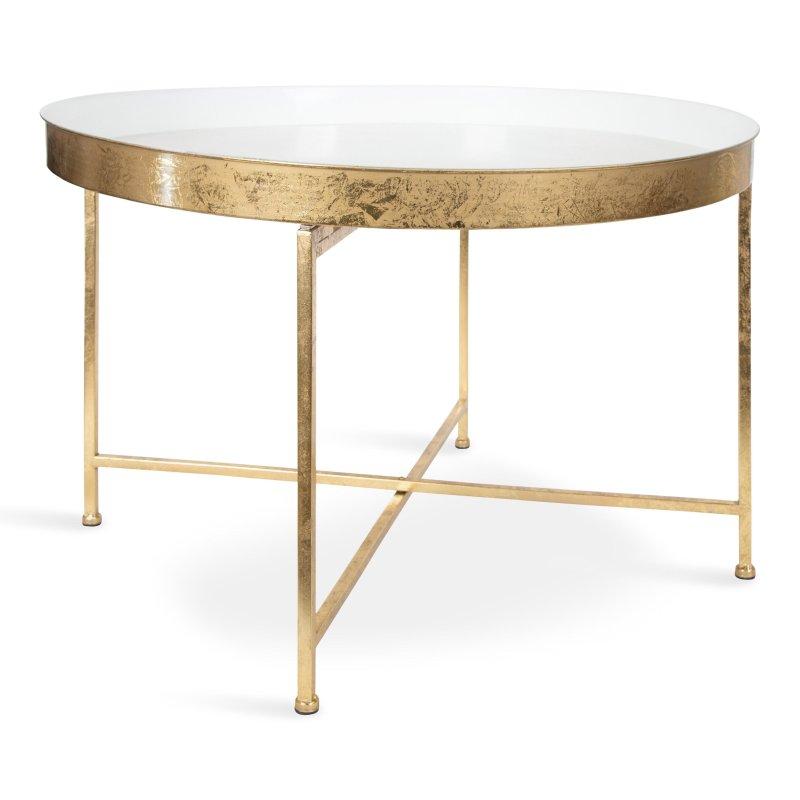 Gold Metal Tepsi Tablalı Yuvarlak Orta Sehpa - 72x49 cm - 243098
