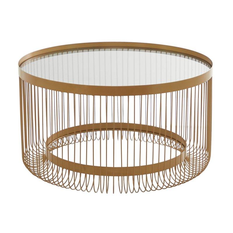 Gold Metal ve Cam Açık Tabanlı Yuvarlak Orta Sehpa - 82x45 cm - 240323