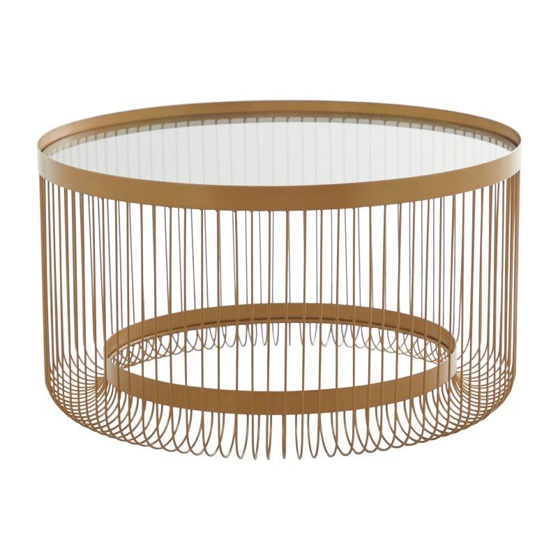 Gold Metal ve Cam Açık Tabanlı Yuvarlak Orta Sehpa - 82x45 cm - 240323