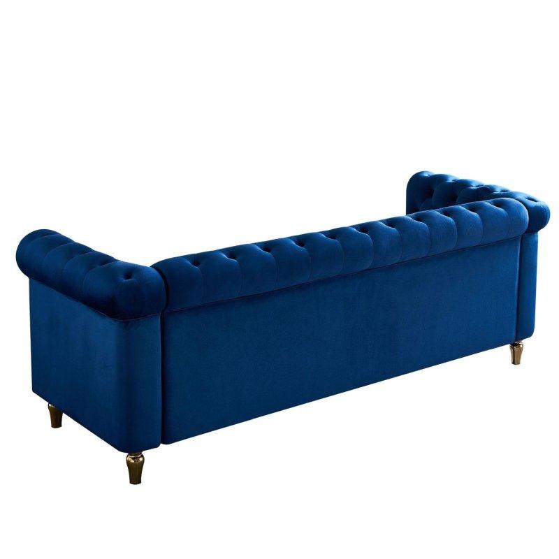 Gold Şeritli Kadife Kapitoneli Chesterfield 3 Kişilik Bohem Koltuk - 216 cm - 286735