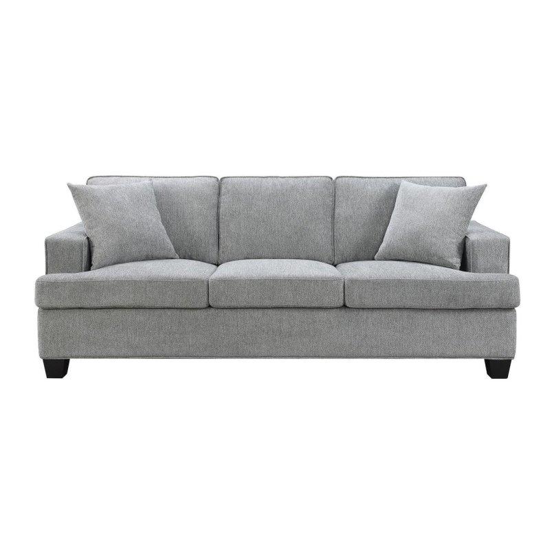 Grafit Gri Masif Ahşap Düz Kollu 2 Yastıklı Bohem Koltuk - 214 cm - 283436