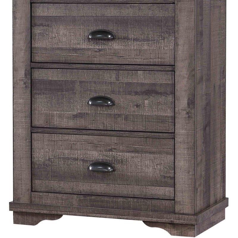 Gri Ahşap 4 Çekmeceli Metal Kulplu Şifonyer - 123 cm - 297038