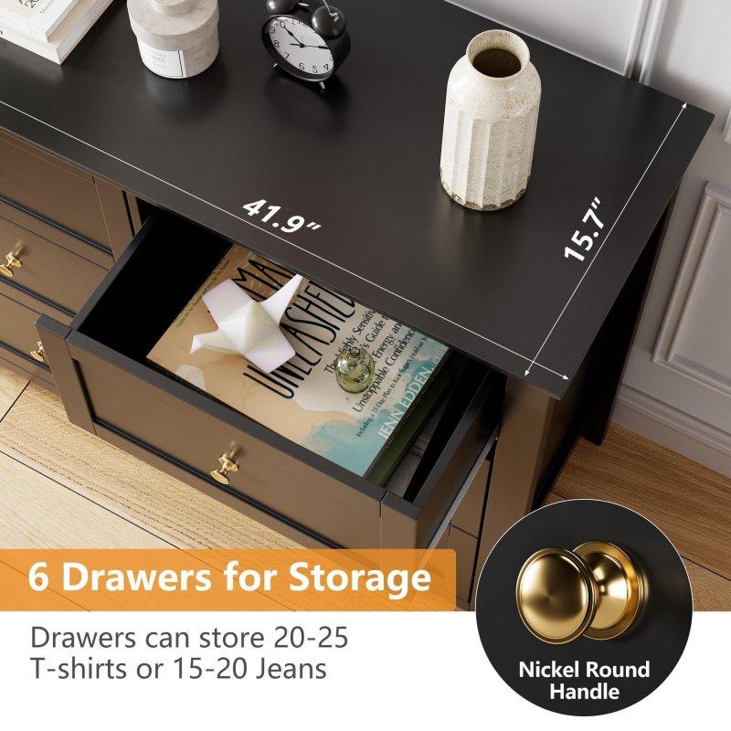 Gri Ahşap 6 Çekmeceli Metal Kulplu Modern Şifonyer - 295252