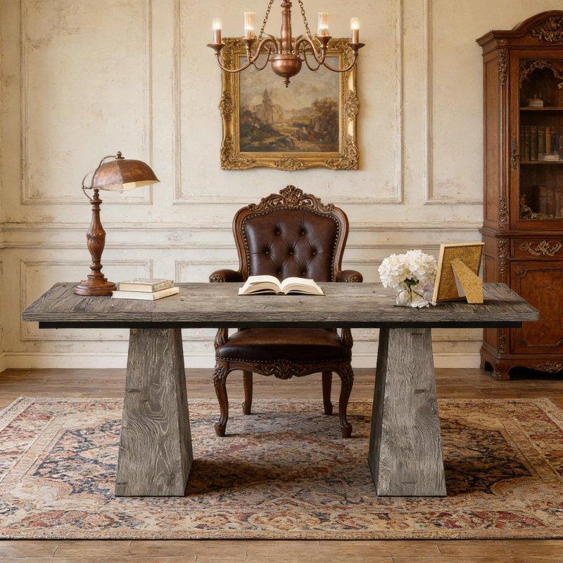 Gri Ahşap Çift Ayaklı Ofis Masası - 160x80 cm - 326081 Gri Ahşap Çift Ayaklı Ofis Masası - 160x80 cm - 326081