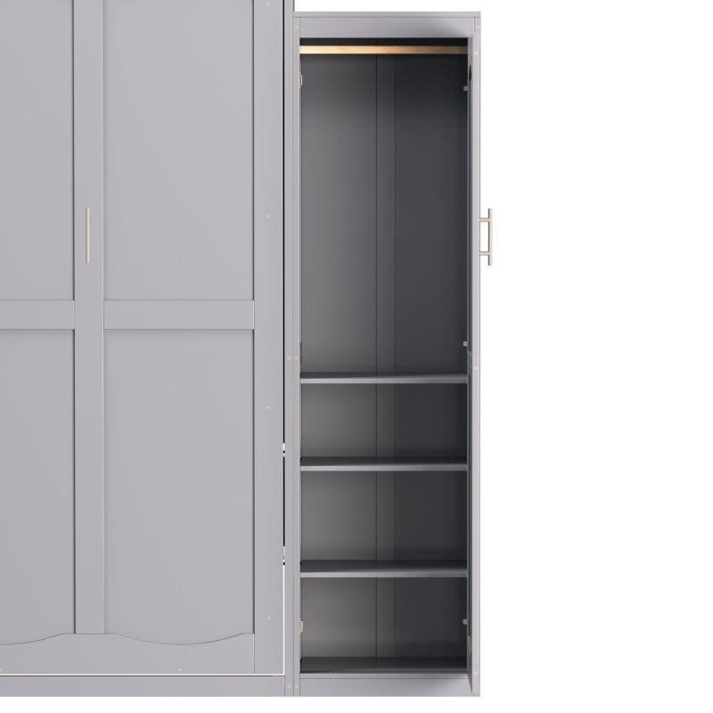 Gri Ahşap Dolaplı ve Raflı Çift Kişilik Duvar Yatağı - 281 cm - 261910
