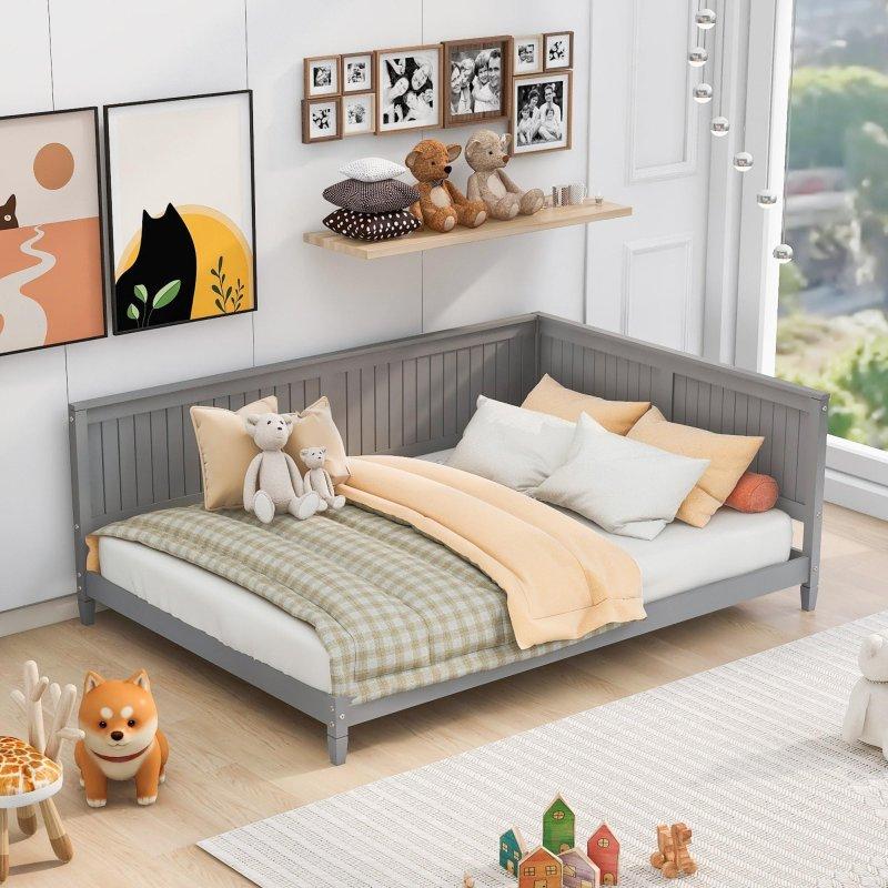Gri Ahşap Kolçaklı ve Sırtlıklı Daybed Karyola - 329851 Gri Ahşap Kolçaklı ve Sırtlıklı Daybed Karyola - 329851