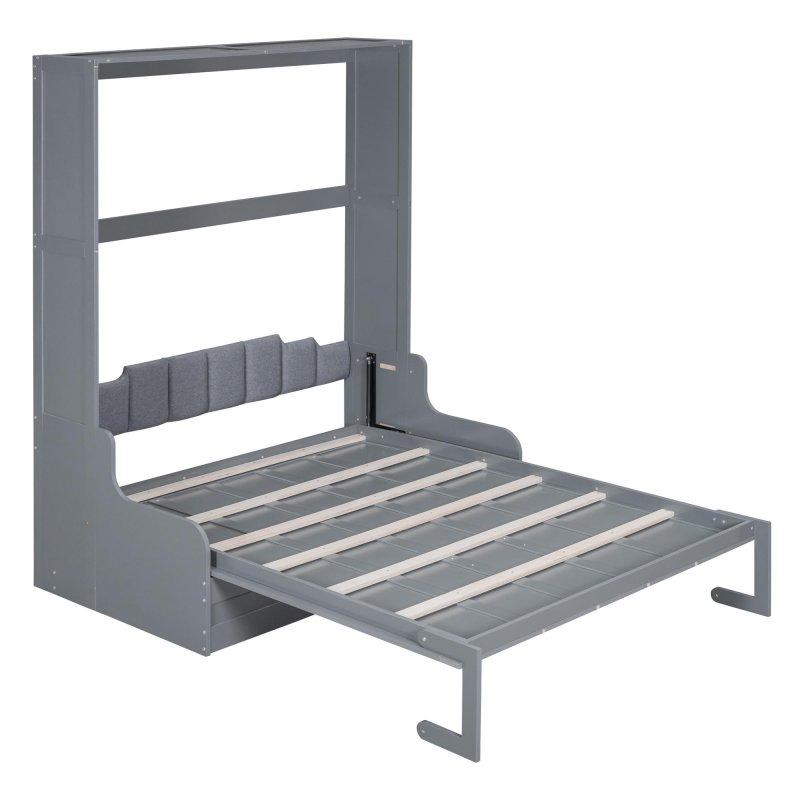 Gri Ahşap Koltuklu Çift Pistonlu Duvar Yatağı - 266652