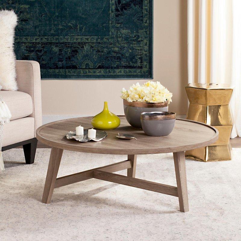 Gri Ahşap MDF Ayaklı Yuvarlak Orta Sehpa - 90x90x36 cm - 242397
