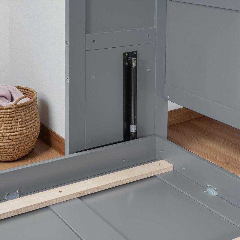 Gri Ahşap Raflı ve USB Portlu Çift Kişilik Duvar Yatağı - 209x247 cm - 263433