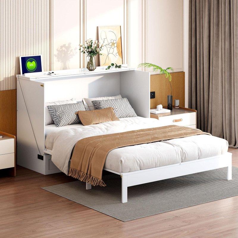 Gri Ahşap Rattan Tasarımlı Çekmeceli ve USB Şarjlı Duvar Yatağı - 262541