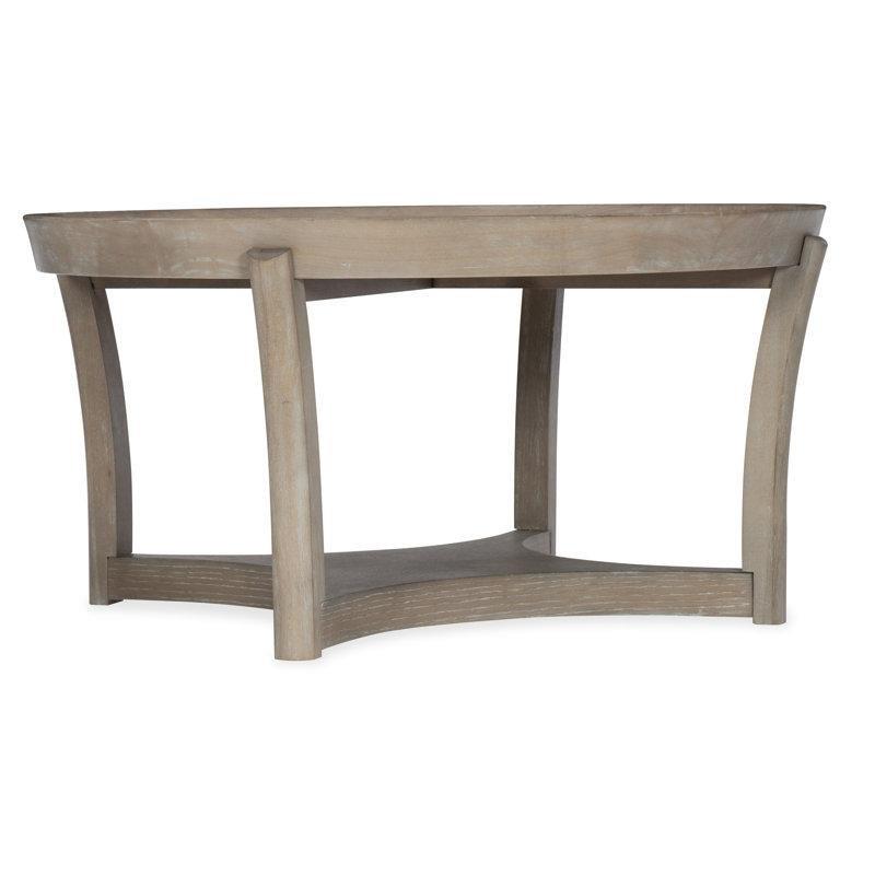 Gri Ahşap Tel Fırçalanmış Tepsi Tasarımlı Yuvarlak Orta Sehpa - 94 cm - 244350