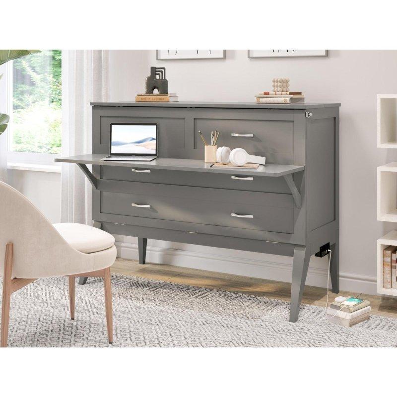 Gri Ahşap USB Şarjlı ve Masalı Duvar Yatağı - 190x141 cm - 265387