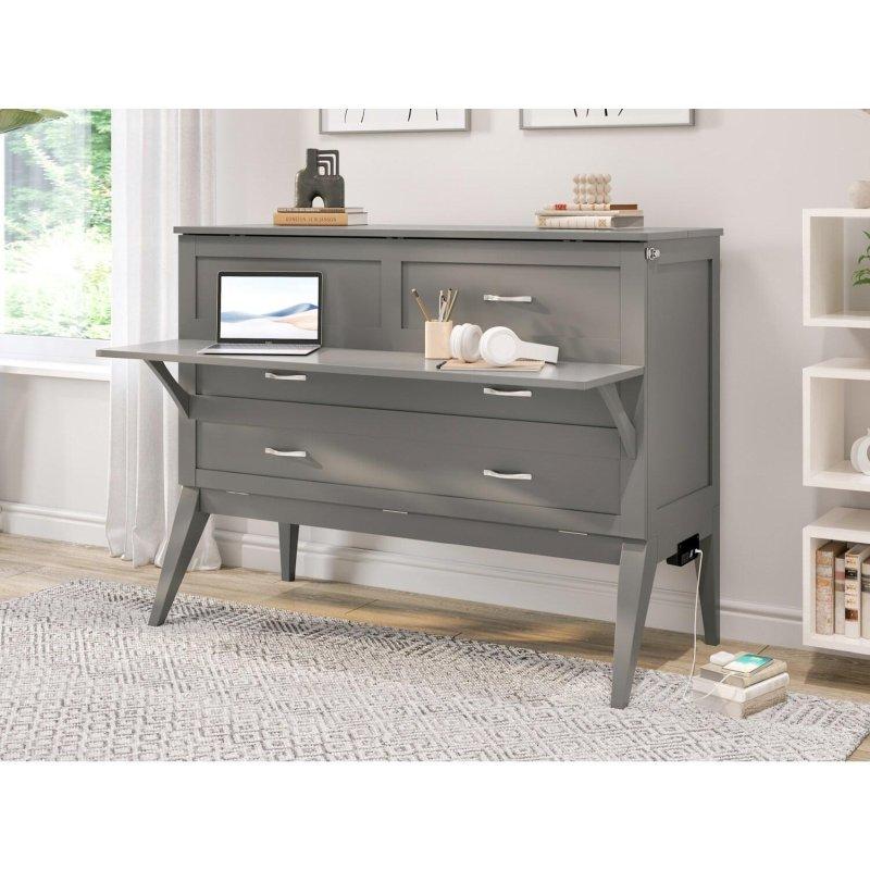 Gri Ahşap USB Şarjlı ve Masalı Duvar Yatağı - 190x141 cm - 265387