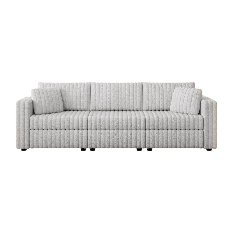 Gri Akrilik Peluş Metal Ayaklı Modüler 3 Kişilik Bohem Koltuk - 270 cm - 290517