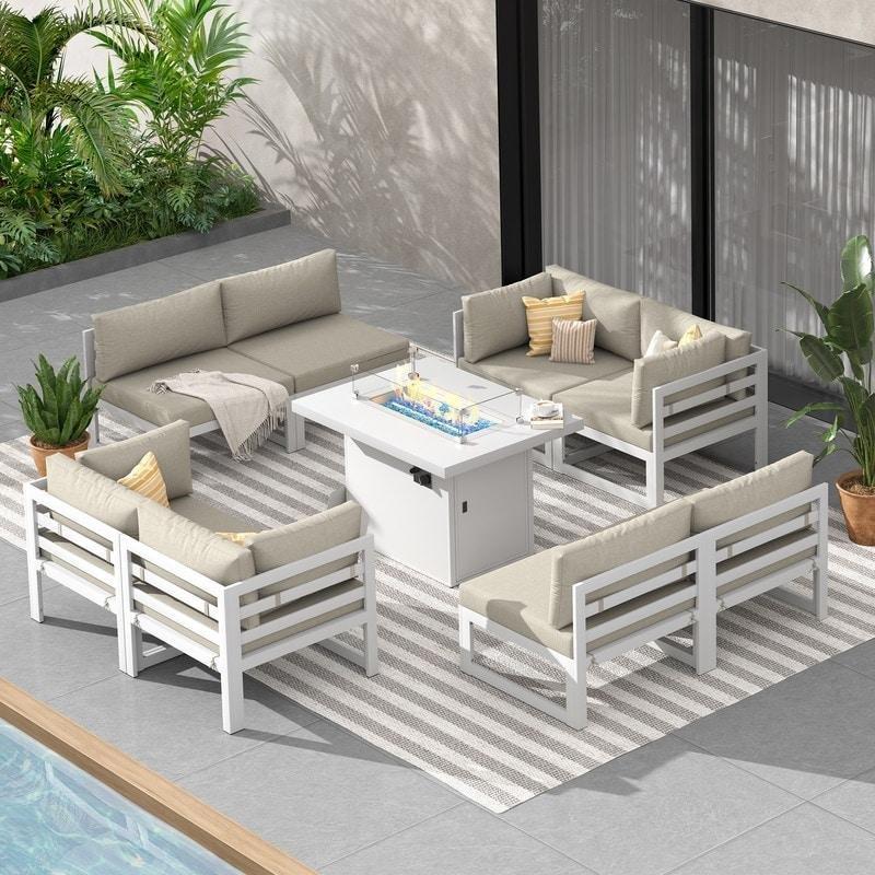 Gri Alüminyum Ateş Çukurlu Modüler 9 Parça Bahçe Takımı - 276840