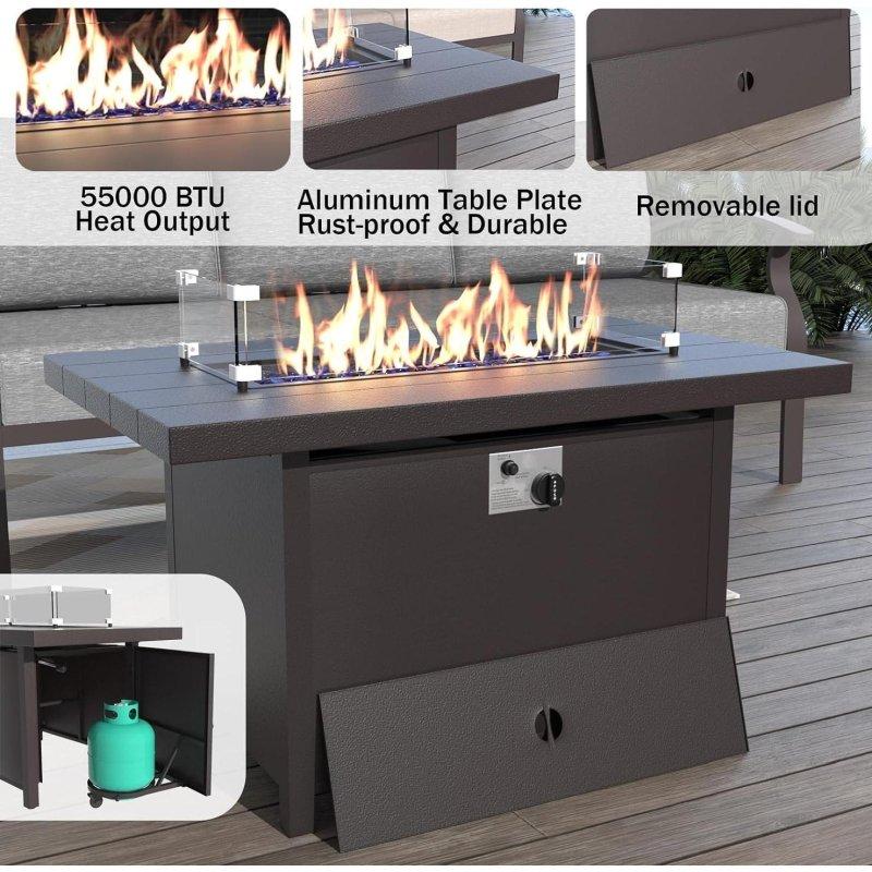 Gri Alüminyum Ateş Çukurlu Modüler Bahçe Takımı - 268494