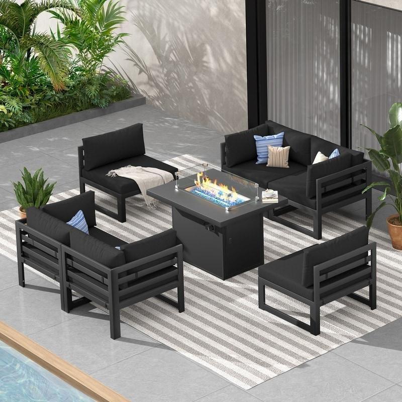 Gri Alüminyum Ateş Çukurlu Modüler Bahçe Takımı - 275339