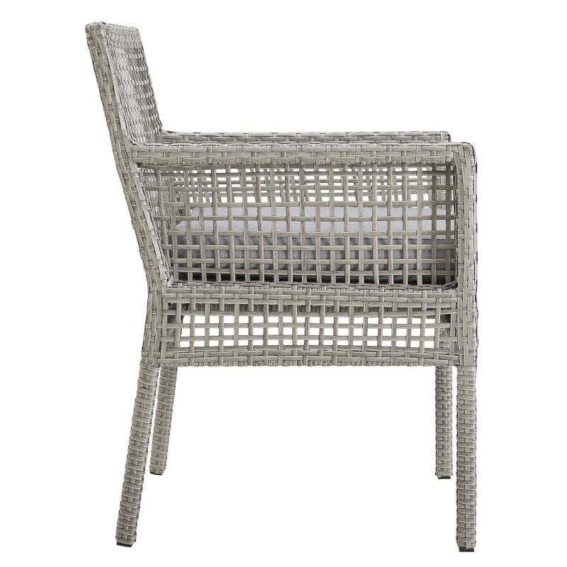 Gri Alüminyum Minderli Kolçaklı Rattan Sandalye - 251596