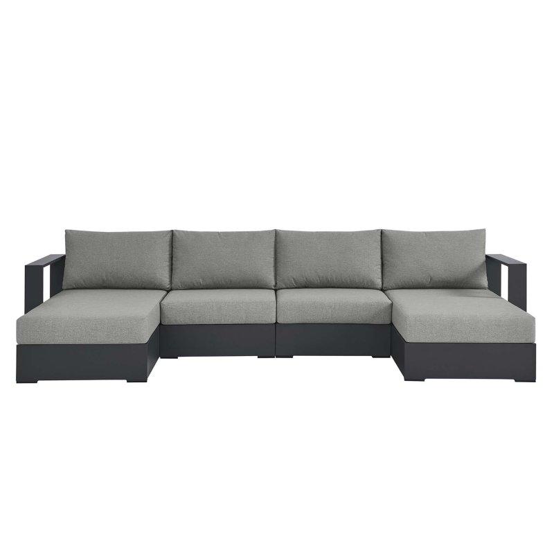 Gri Alüminyum Modüler 4 Parça Bahçe Takımı - 336x153 cm - 276546