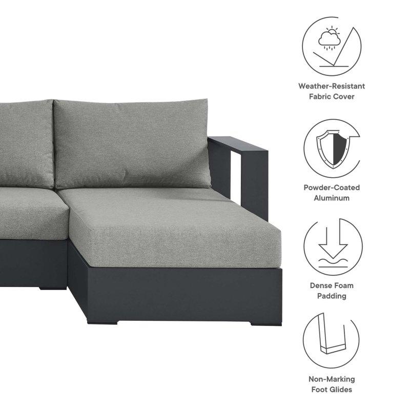 Gri Alüminyum Modüler 4 Parça Bahçe Takımı - 336x153 cm - 276546
