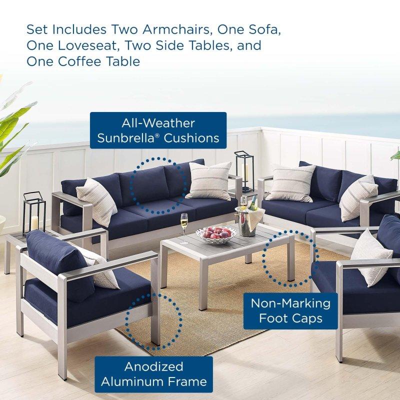 Gri Alüminyum Sunbrella Kumaşlı 7 Parça Bahçe Takımı - 273022