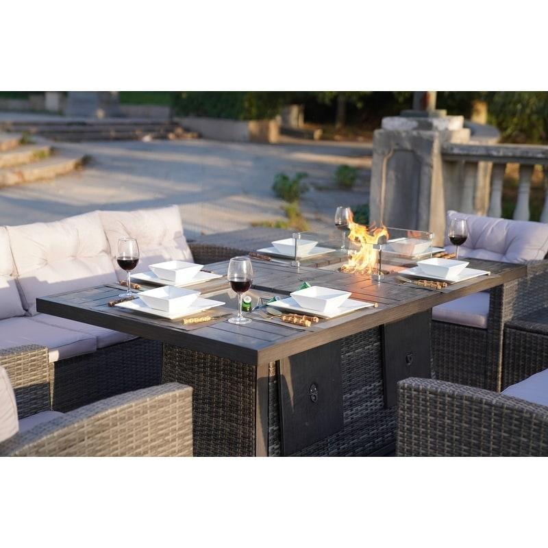 Gri Alüminyum ve PVC Rattan Ateş Çukurlu 7 Kişilik Bahçe Takımı - 271481