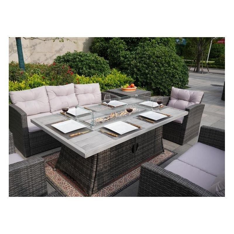 Gri Alüminyum ve Rattan Ateş Çukurlu 7 Kişilik Bahçe Takımı - 275666