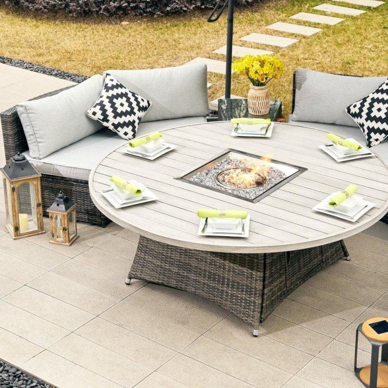 Gri Alüminyum ve Rattan Ateş Çukurlu 9 Parça Bahçe Takımı - 275020