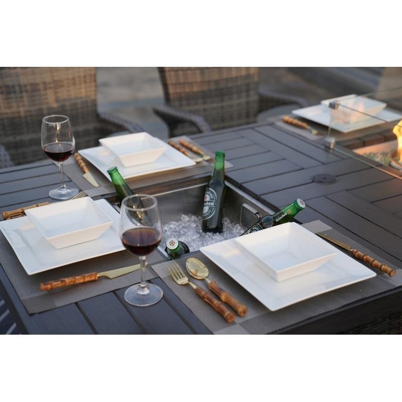 Gri Alüminyum ve Rattan Ateş Çukurlu Masalı 5 Parça Bahçe Takımı - 269979