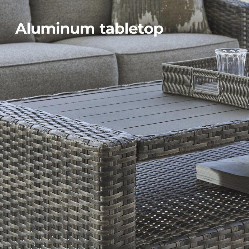 Gri Alüminyum ve Reçine Hasır Minderli 4 Parça Bahçe Takımı - 207 cm - 274228