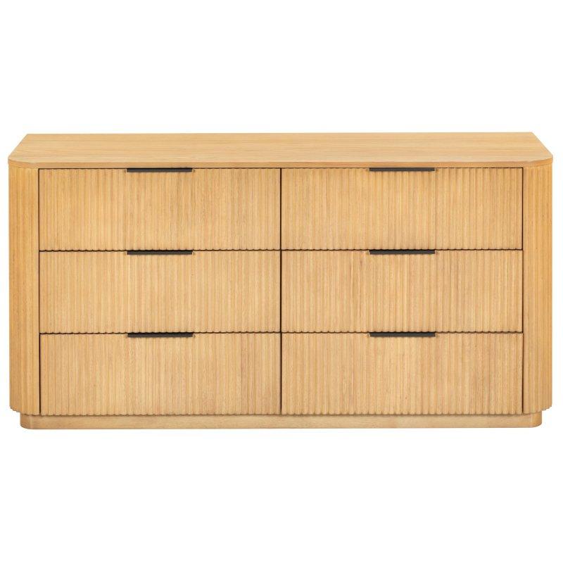 Gri-Bej Kauçuk Ağacı Yivli 6 Çekmeceli Şifonyer - 153 cm - 311696