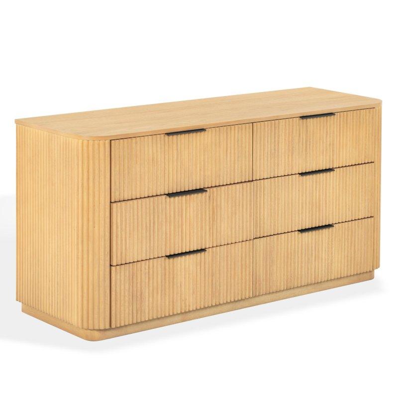 Gri-Bej Kauçuk Ağacı Yivli 6 Çekmeceli Şifonyer - 153 cm - 311696
