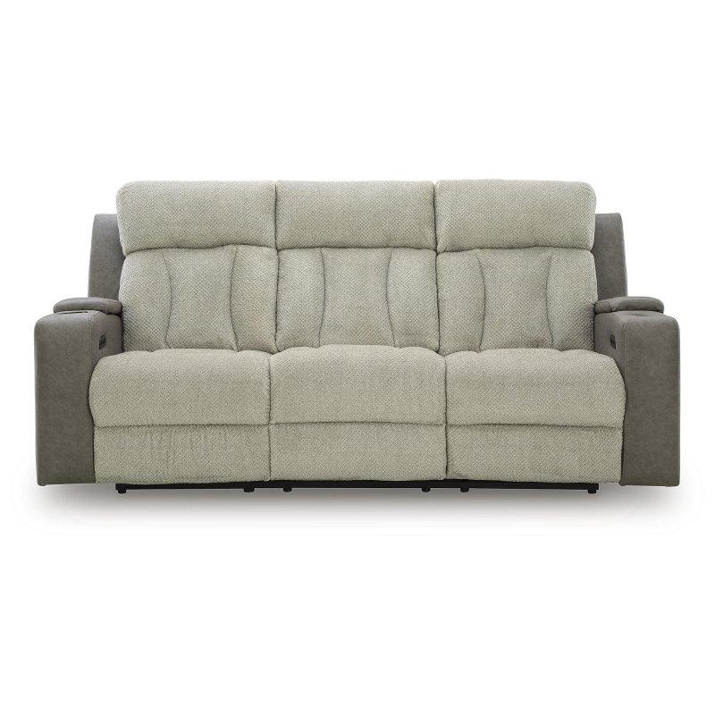 Gri Bej Suni Deri ve Polyester Elektrikli Mekanizmalı Masajlı Isıtmalı Bohem Koltuk - 221x100x110 cm - 278455